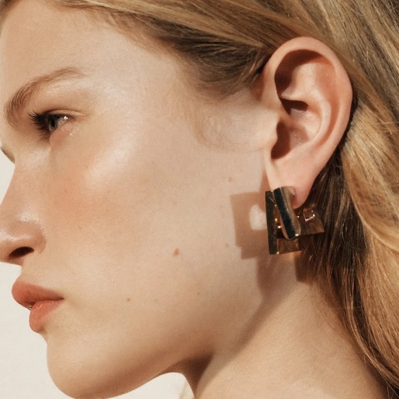 New in Box - NWT Zara Double Square Earrings GOLD / SILVER | 1011/210/881 - Picture 7 of 11